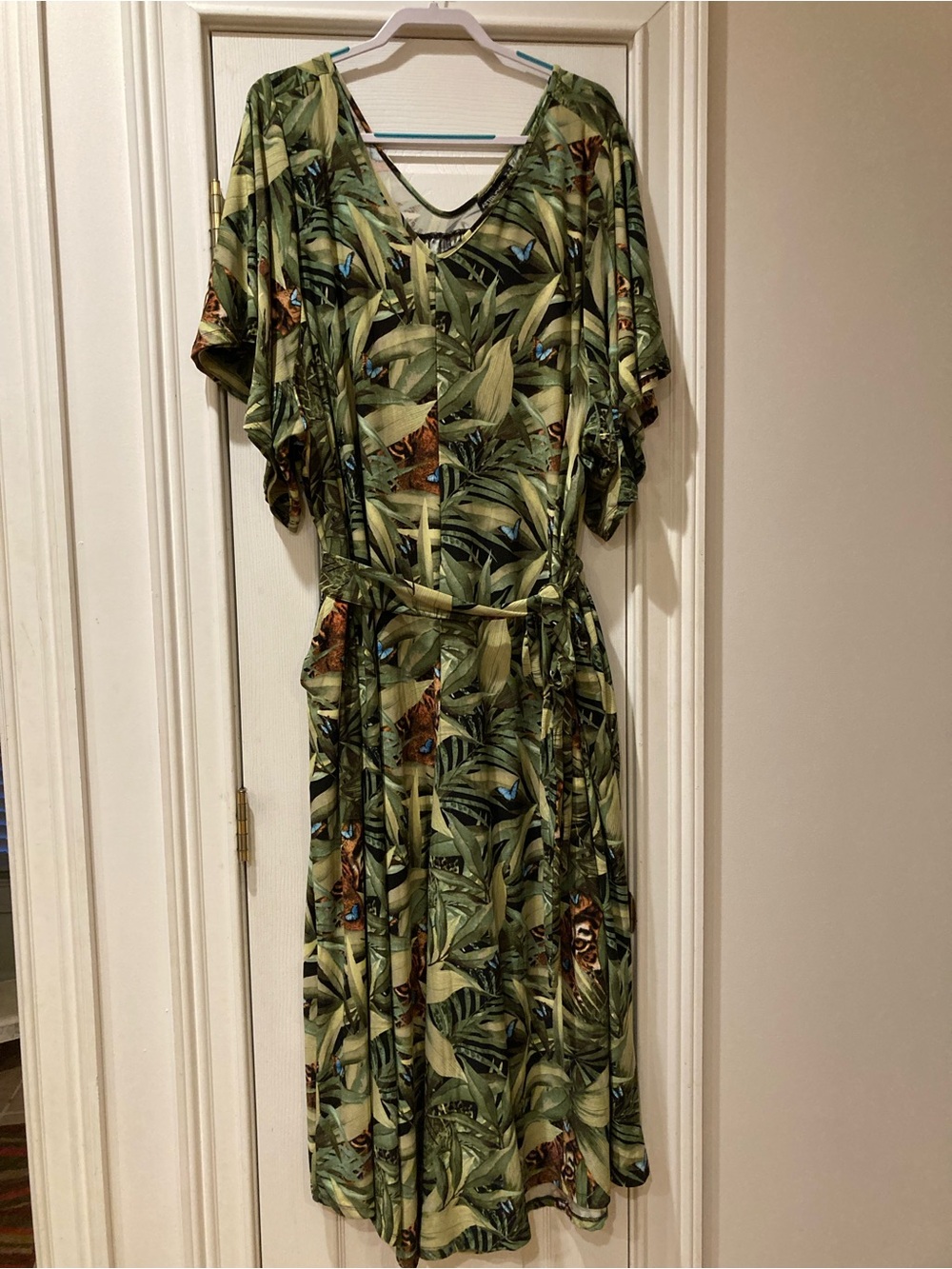 Tropical Leaf Print Green Women's one piece jumper - size 3X